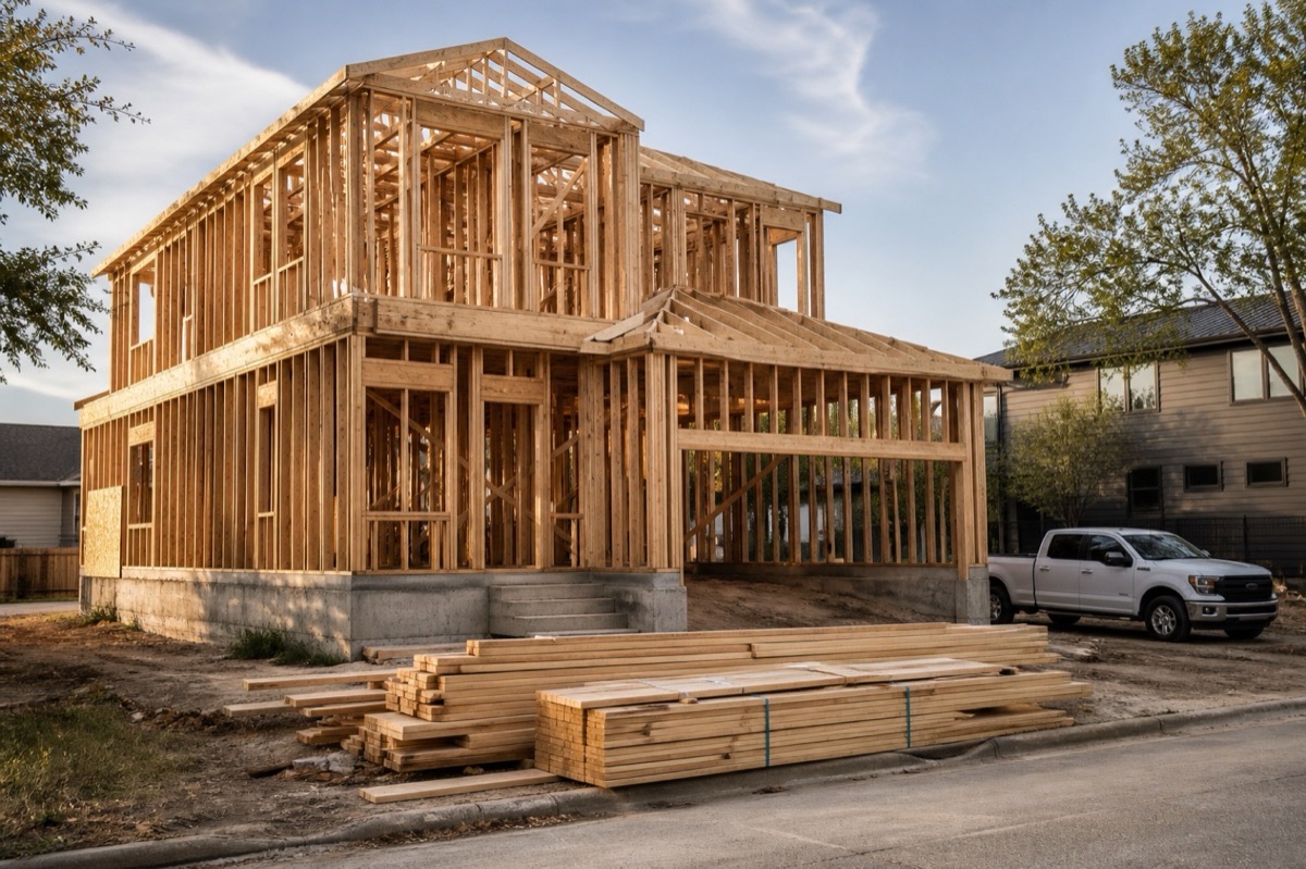 Organized residential infill construction project in Texas